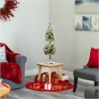 Nearly Natural 3ft Flocked Christmas Tree Topiary w/ 50 Warm White LED