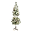 Nearly Natural 3ft Flocked Christmas Tree Topiary w/ 50 Warm White LED