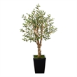 Nearly Natural 4.5ft Olive Artificial Tree in Black Metal Planter in Green