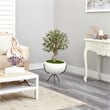 Nearly Natural 3ft Olive Artificial Tree in White Planter with Metal Stand