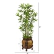 Nearly Natural 4.5ft Bamboo Palm Artificial Tree in Decorative Planter in Green