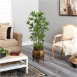 Nearly Natural 4.5ft Bamboo Palm Artificial Tree in Decorative Planter in Green