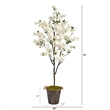 Nearly Natural 6ft Cherry Blossom Artificial Tree in Metal Pail w/ Rope