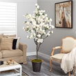 Nearly Natural 6ft Cherry Blossom Artificial Tree in Metal Pail w/ Rope