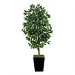Nearly Natural 5ft Ficus Artificial Tree in Black Metal Planter in Green
