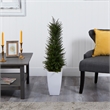Nearly Natural 3.5ft Cypress Tree in White Metal Planter UV Resistant in Green