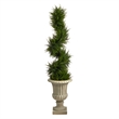 Nearly Natural 5ft Spiral Cypress Tree in Sand Finished Urn w/ 80 Clear LED