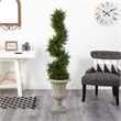 Nearly Natural 5ft Spiral Cypress Tree in Sand Finished Urn w/ 80 Clear LED