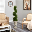 Nearly Natural 5ft Spiral Cypress Tree in Sand Finished Urn w/ 80 Clear LED