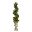 Nearly Natural 5ft Spiral Cypress Tree in Sand Finished Urn w/ 80 Clear LED