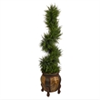 Nearly Natural 4.5ft Spiral Cypress Tree in Planter w/ 80 Clear LED Lights