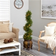 Nearly Natural 4.5ft Spiral Cypress Tree in Planter w/ 80 Clear LED Lights
