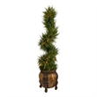 Nearly Natural 4.5ft Spiral Cypress Tree in Planter w/ 80 Clear LED Lights