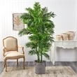Nearly Natural 6ft Curvy Parlor Palm Tree in Black & White Natural Jute & Cotton