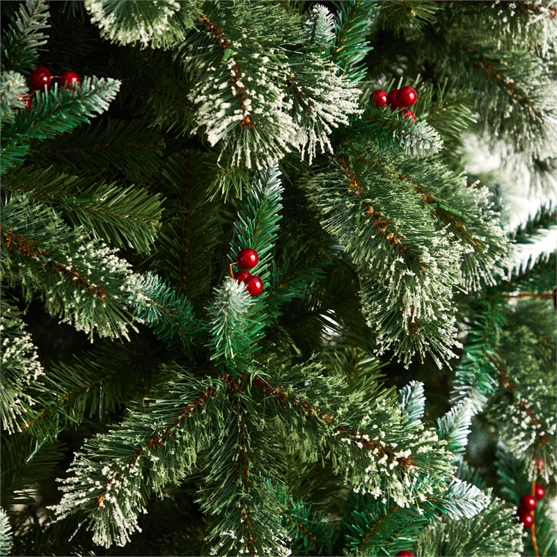 Nearly Natural 10ft Frosted Swiss Pine Christmas Tree w/ 850 Clear LED Lights