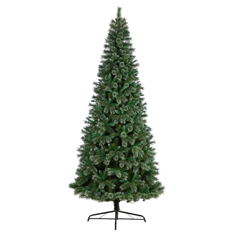 Nearly Natural 10ft Wisconsin Slim Snow Tip Pine Christmas Tree w/1050 Clear LED