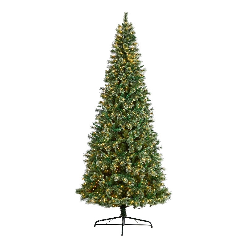 Nearly Natural 10ft Wisconsin Slim Snow Tip Pine Christmas Tree w/1050 Clear LED