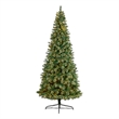 Nearly Natural 10ft Wisconsin Slim Snow Tip Pine Christmas Tree w/1050 Clear LED