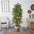 Nearly Natural 6ft Artificial Bamboo Tree with Handmade Jute & Cotton Basket