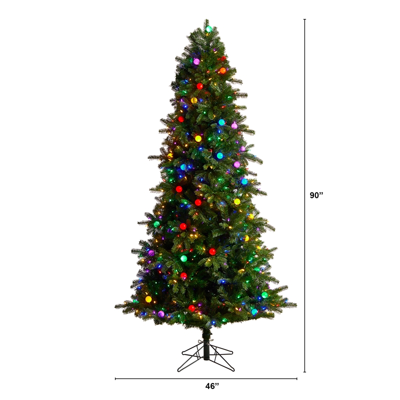 Nearly Natural 7.5ft Montana Mountain Fir Christmas Tree w/ 650 Multi Color LED