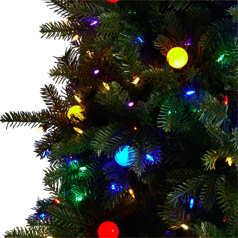 Nearly Natural 7.5ft Montana Mountain Fir Christmas Tree w/ 650 Multi Color LED