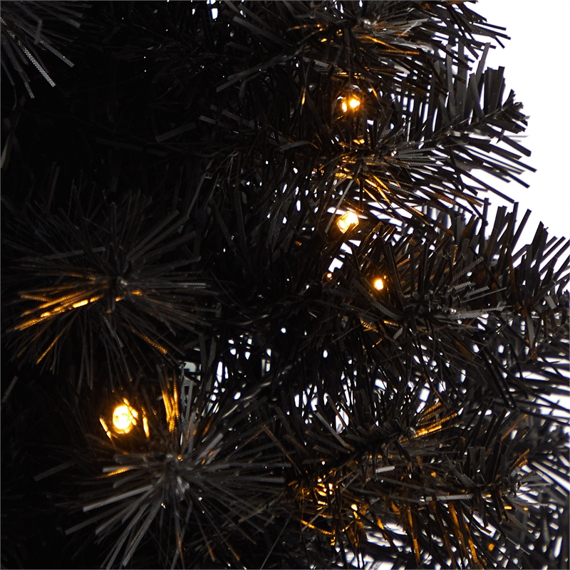 Nearly Natural 2ft Black Christmas Tree w/ 35 LED Lights 72 Bendable Branches