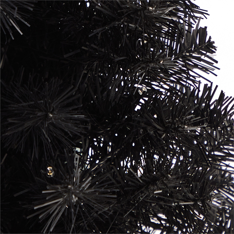Nearly Natural 2ft Black Christmas Tree w/ 35 LED Lights 72 Bendable Branches
