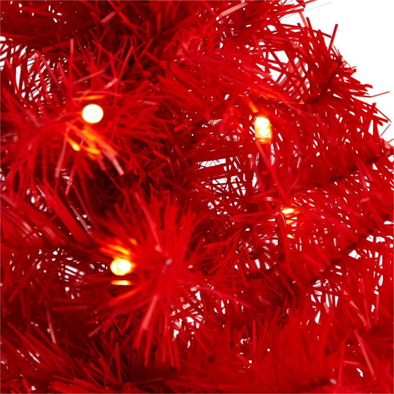 Nearly Natural 2ft Red Artificial Christmas Tree with 35 LED Lights