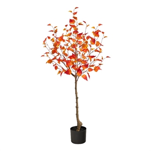 Nearly Natural 4ft Fall Birch Artificial Autumn Tree in Orange