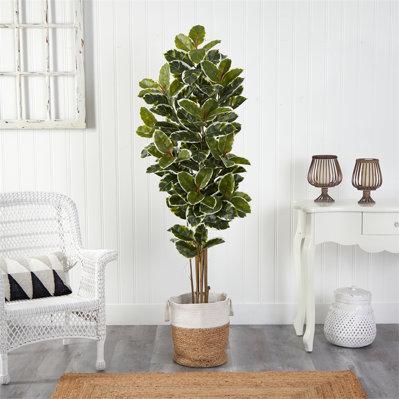 Nearly Natural 6ft Oak Tree in Handmade Jute & Cotton Planter UV Resistant