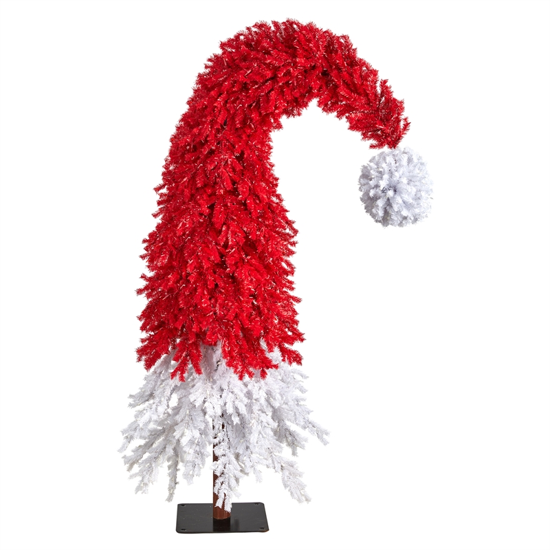Nearly Natural 9ft Holiday Red Santa Hat Christmas Tree w/ 600 LED Multi-Color