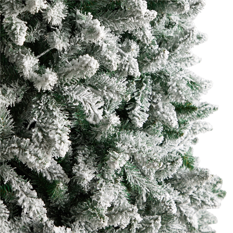 Nearly Natural 10ft Slim Flocked Montreal Fir Christmas Tree w/800 WarmWhite LED