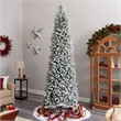 Nearly Natural 10ft Slim Flocked Montreal Fir Christmas Tree w/800 WarmWhite LED