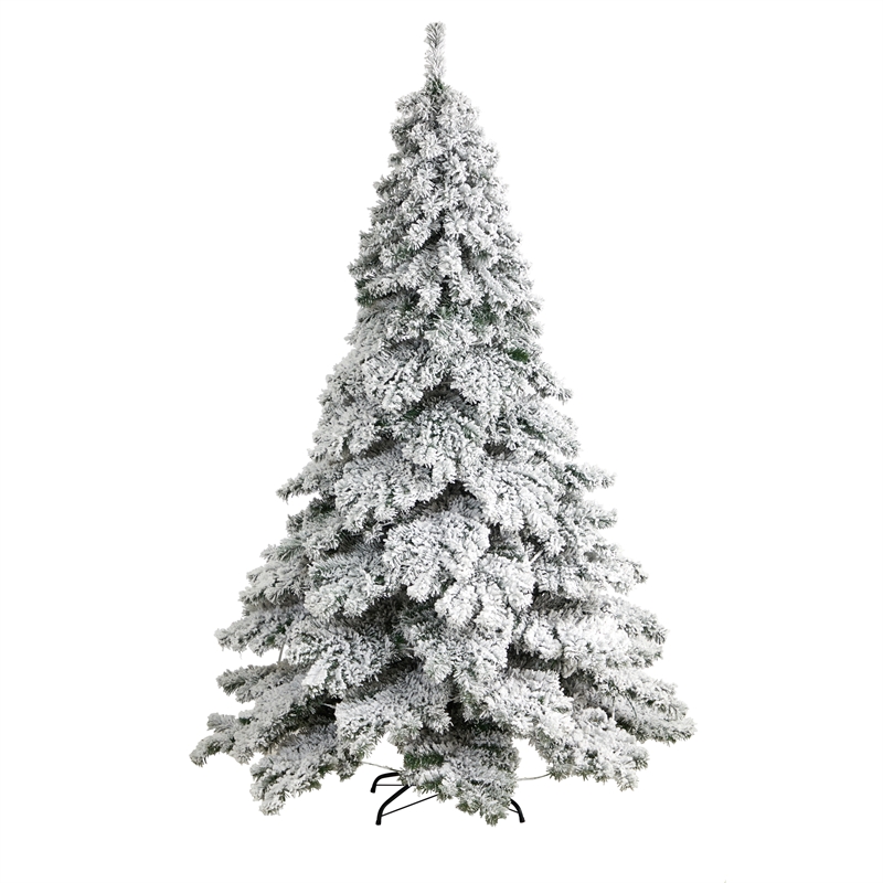 Nearly Natural 7ft Flocked Austria Fir Christmas Tree w/ 400 Warm White LED