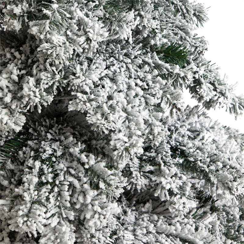 Nearly Natural 7ft Flocked Austria Fir Christmas Tree w/ 400 Warm White LED
