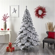 Nearly Natural 7ft Flocked Austria Fir Christmas Tree w/ 400 Warm White LED