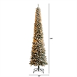 Nearly Natural 10ft Flocked Pencil Christmas Tree w/ 700 Clear Lights
