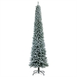 Nearly Natural 10ft Flocked Pencil Christmas Tree w/ 700 Clear Lights