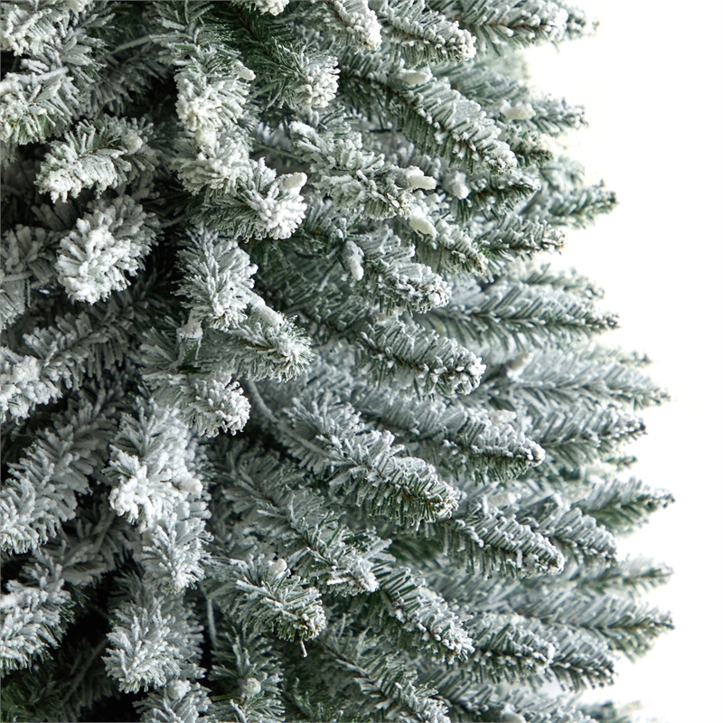 Nearly Natural 10ft Flocked Pencil Christmas Tree w/ 700 Clear Lights