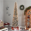 Nearly Natural 10ft Flocked Pencil Christmas Tree w/ 700 Clear Lights