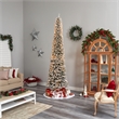 Nearly Natural 10ft Flocked Pencil Christmas Tree w/ 700 Clear Lights