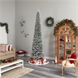Nearly Natural 10ft Flocked Pencil Christmas Tree w/ 700 Clear Lights