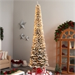 Nearly Natural 11ft Flocked Pencil Christmas Tree w/ 850 Clear Lights