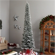 Nearly Natural 11ft Flocked Pencil Christmas Tree w/ 850 Clear Lights