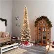 Nearly Natural 11ft Flocked Pencil Christmas Tree w/ 850 Clear Lights