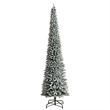 Nearly Natural 12ft Flocked Pencil Christmas Tree w/ 1000 Clear Lights