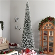 Nearly Natural 12ft Flocked Pencil Christmas Tree w/ 1000 Clear Lights