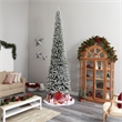 Nearly Natural 12ft Flocked Pencil Christmas Tree w/ 1000 Clear Lights