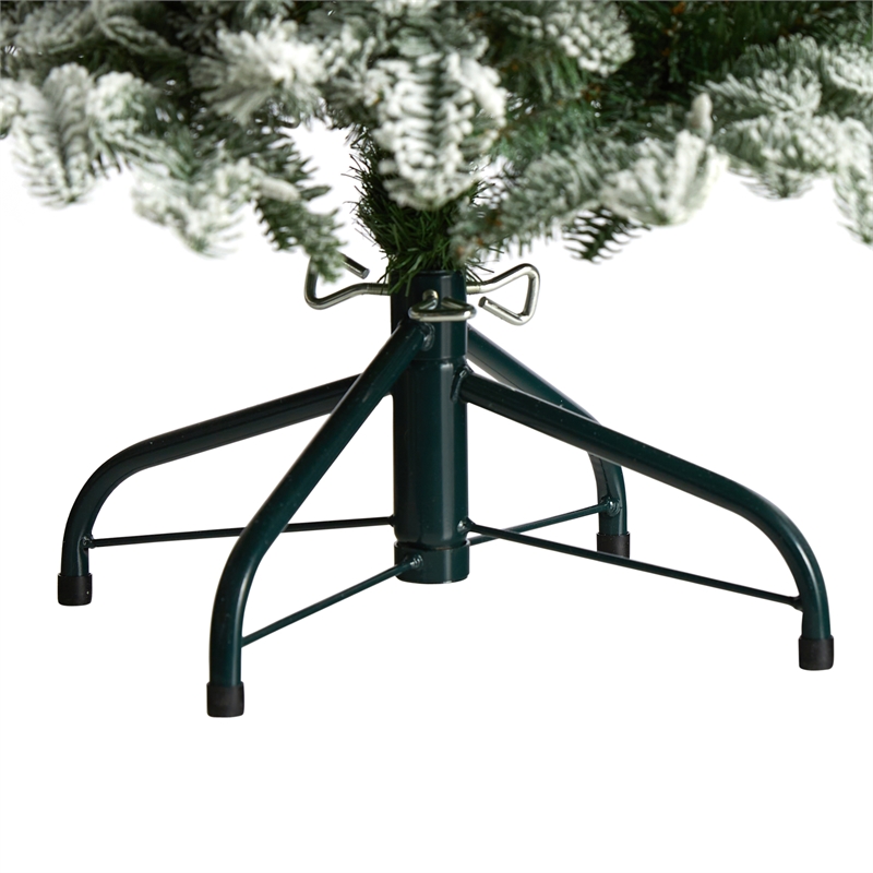 Nearly Natural 4ft Flocked North Carolina Fir Christmas Tree w/ 250 Lights