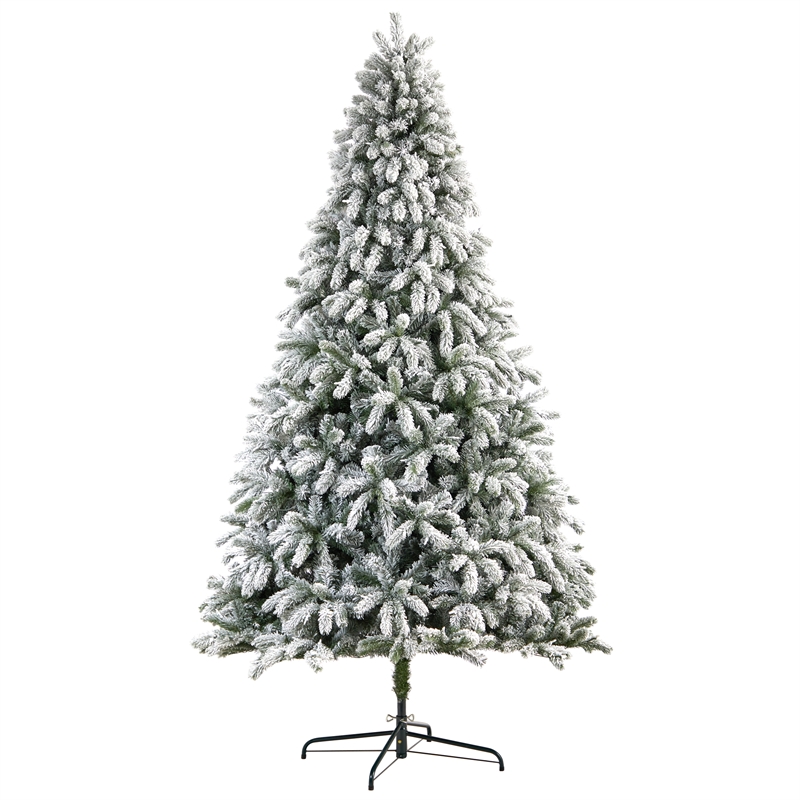 Nearly Natural 9ft Flocked South Carolina Spruce Christmas Tree w/ 850 Clear LED